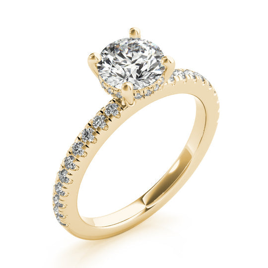 Morgan-1.50 Carats Round Moissanite Pave Engagement Ring