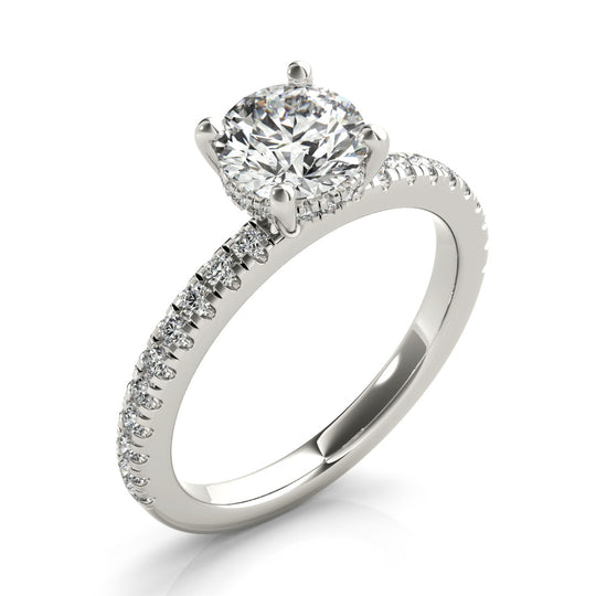 Morgan-1.50 Carats Round Moissanite Pave Engagement Ring