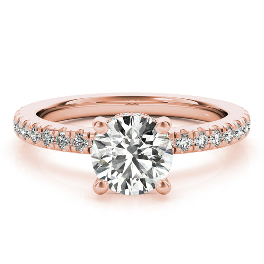 Morgan-1.50 Carats Round Moissanite Pave Engagement Ring