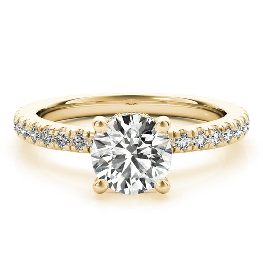 Morgan-1.50 Carats Round Moissanite Pave Engagement Ring