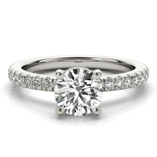 Morgan-1.50 Carats Round Moissanite Pave Engagement Ring