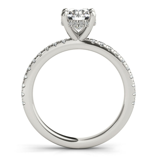 Morgan-1.50 Carats Round Moissanite Pave Engagement Ring