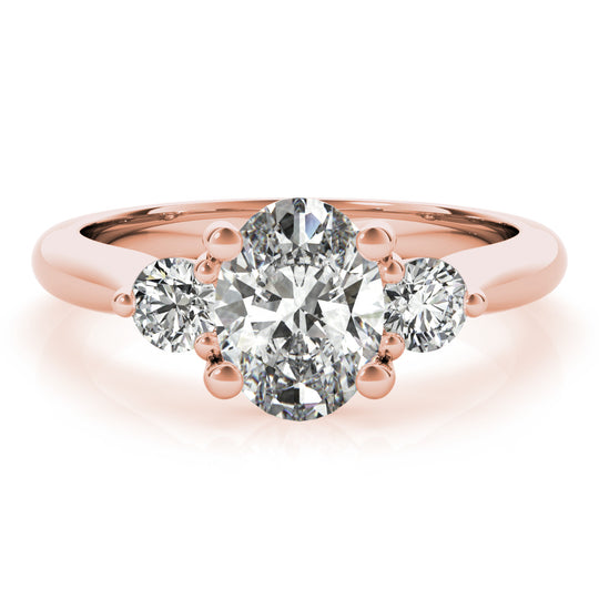 Gabriela-1.0 Carats Oval Moissanite Three Stone Style Engagement Ring