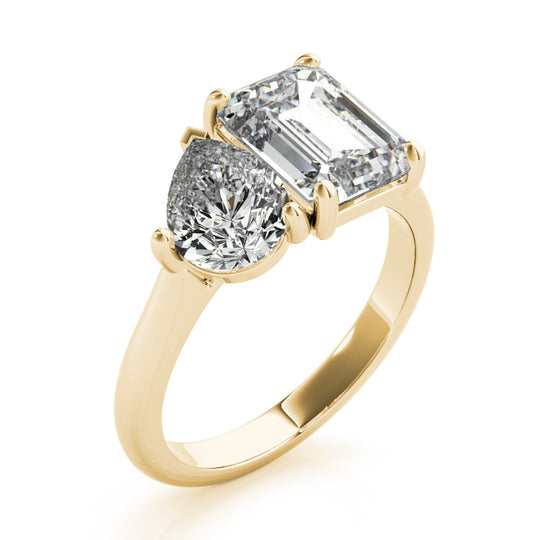 Cassidy-3.0 Carats Emerald & Pear Moissanite Two Stone Engagement Ring
