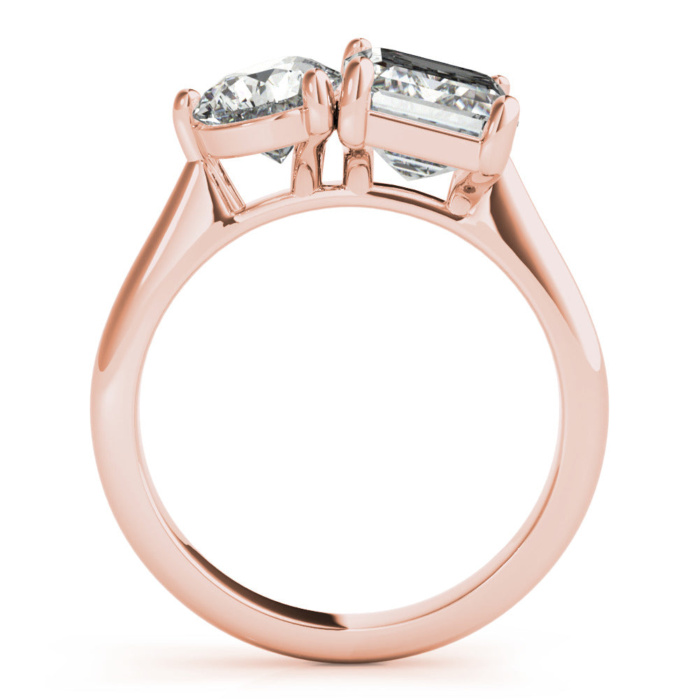 Cassidy-3.0 Carats Emerald & Pear Moissanite Two Stone Engagement Ring