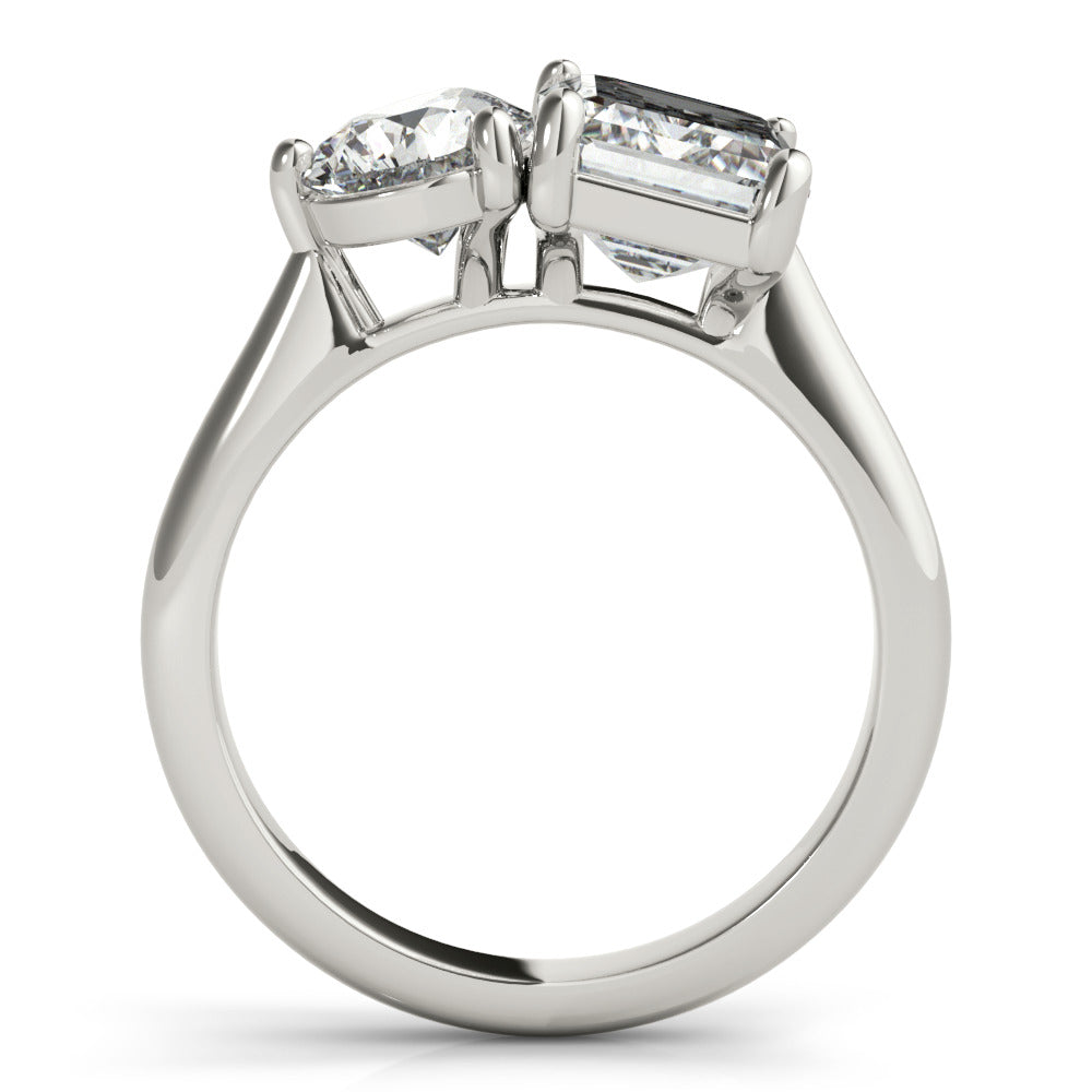 Cassidy-3.0 Carats Emerald & Pear Moissanite Two Stone Engagement Ring