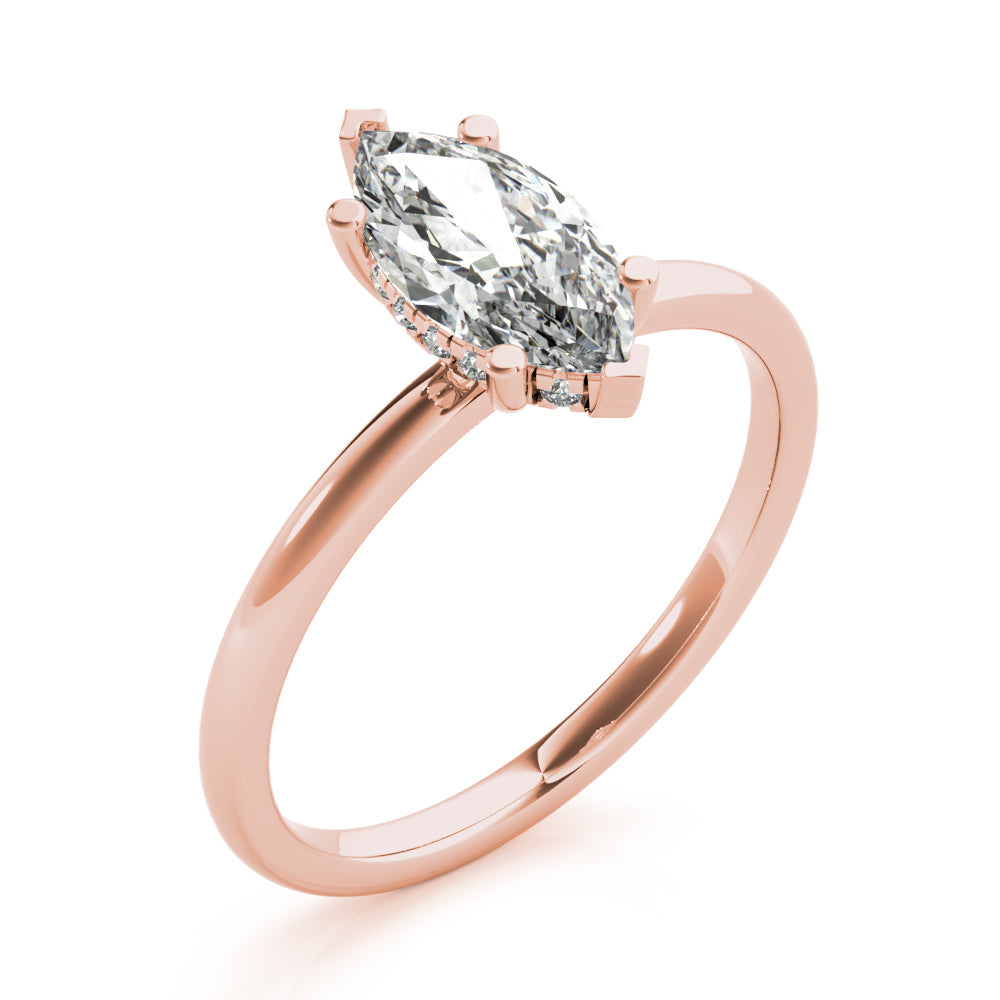 Naomi-1.0 Carats Marquise Moissanite Hidden Halo Engagement Ring