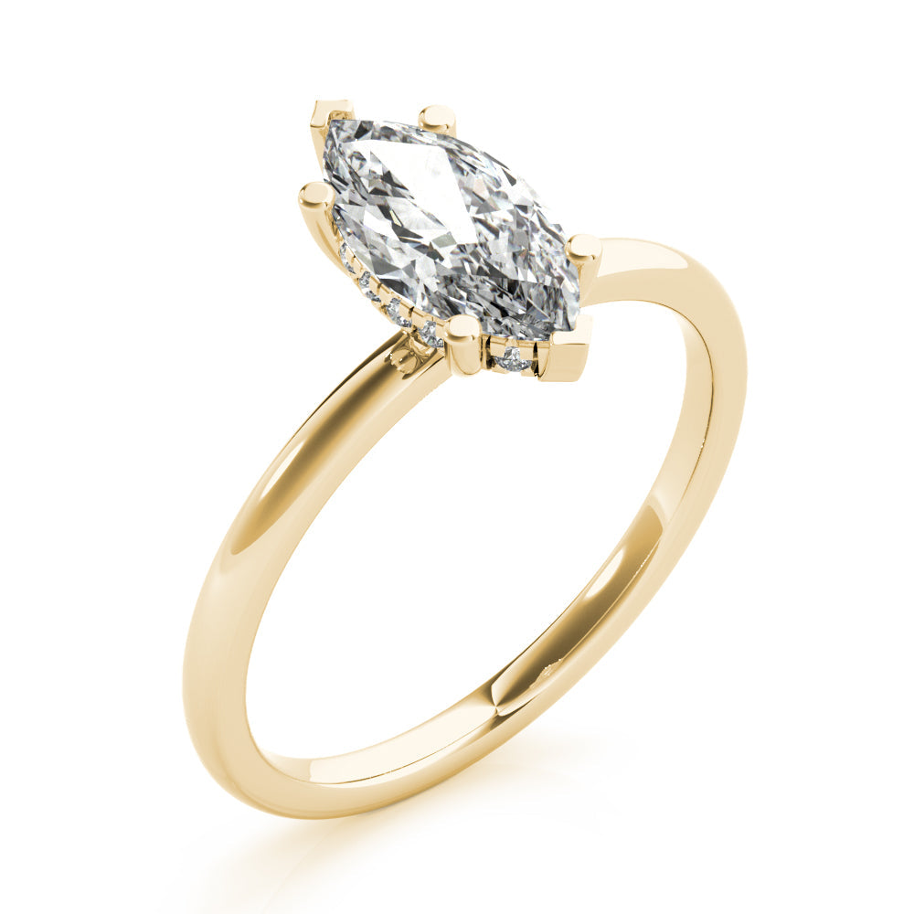 Naomi-1.0 Carats Marquise Moissanite Hidden Halo Engagement Ring