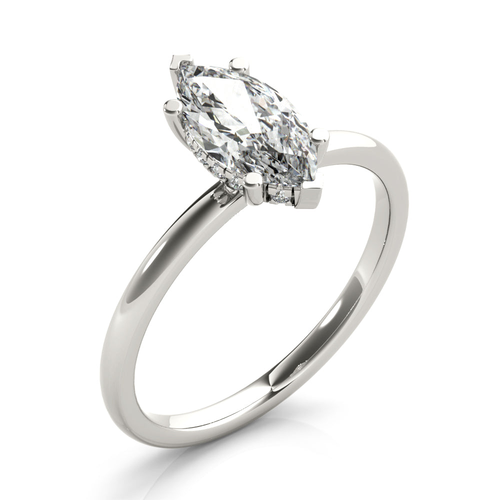Naomi-1.0 Carats Marquise Moissanite Hidden Halo Engagement Ring