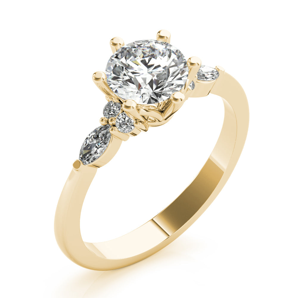 Harley-1.20 Carats Round Moissanite Cluster Engagement Ring