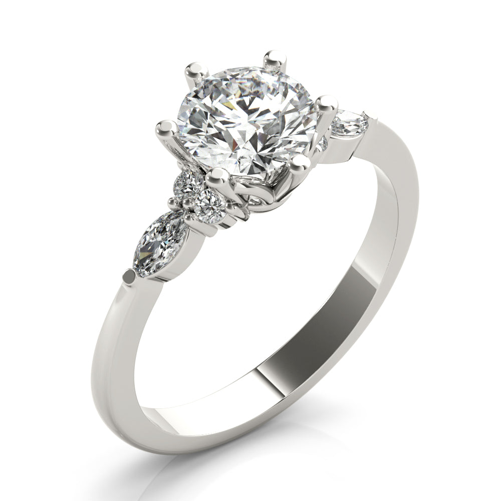 Harley-1.20 Carats Round Moissanite Cluster Engagement Ring