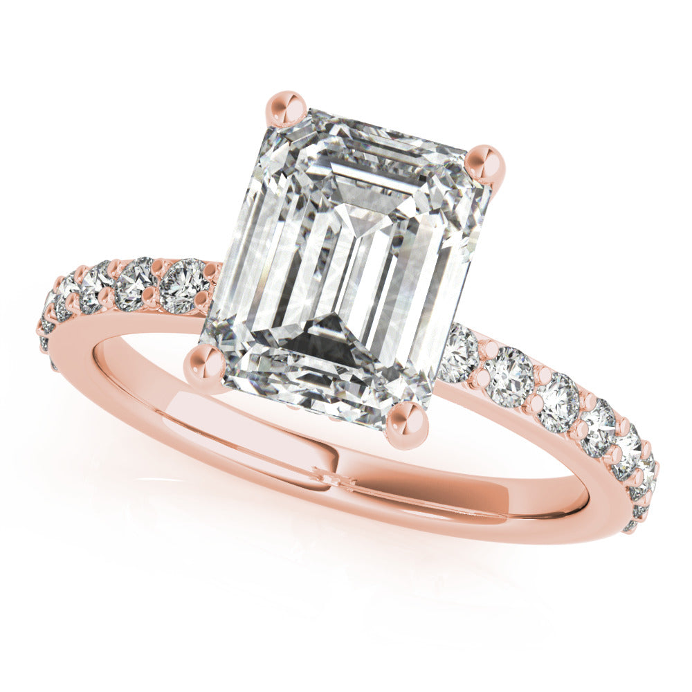 Genevieve-1.50 Carats Emerald Moissanite Hidden Halo & Pave Engagement Ring