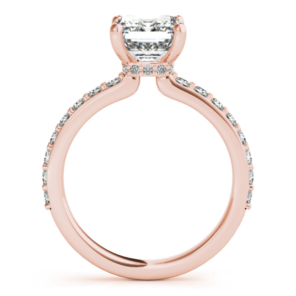 Genevieve-1.50 Carats Emerald Moissanite Hidden Halo & Pave Engagement Ring