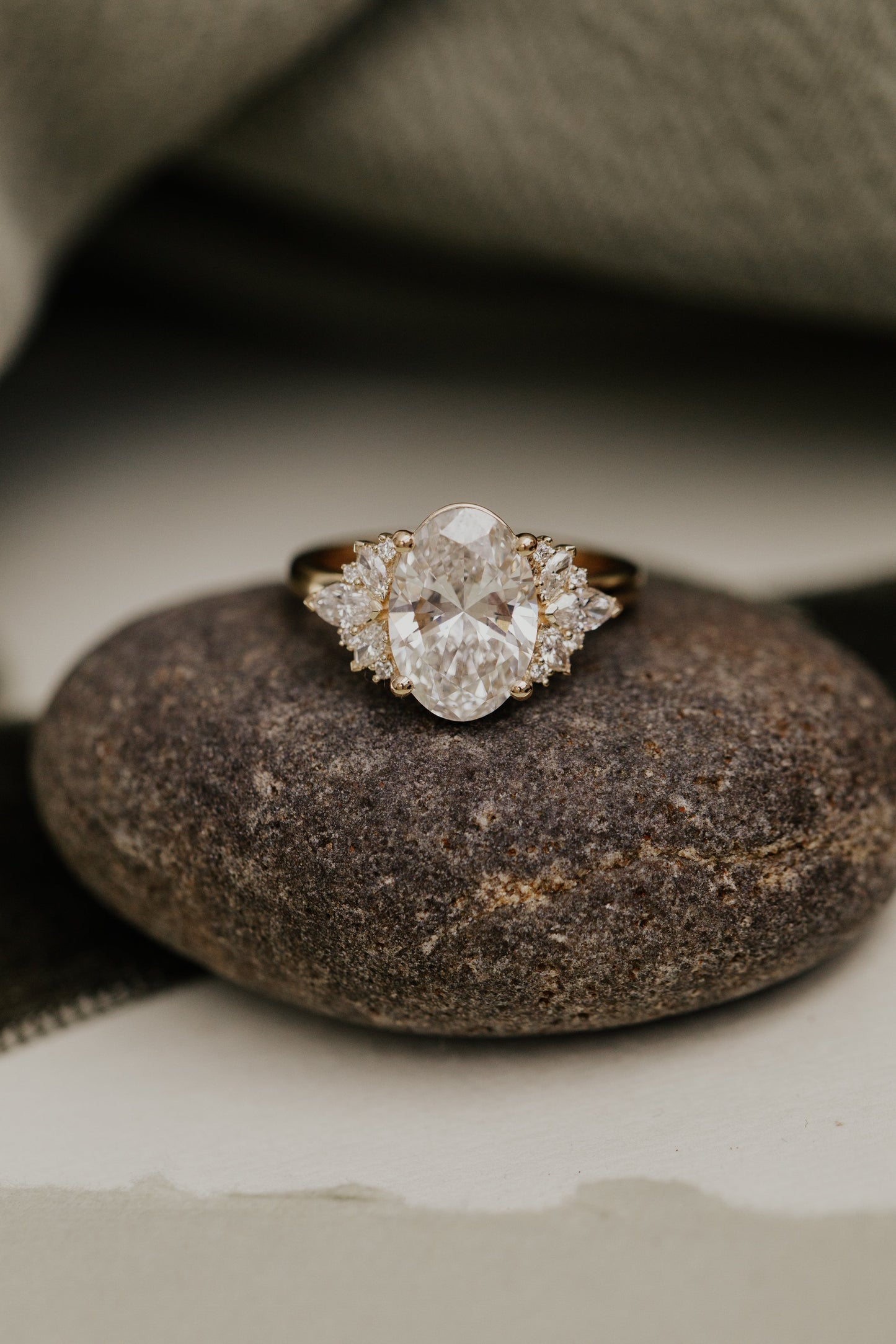 1.50 -3.0 CT Carats Oval Cut Moissanite diamond Cluster Style Engagement Ring