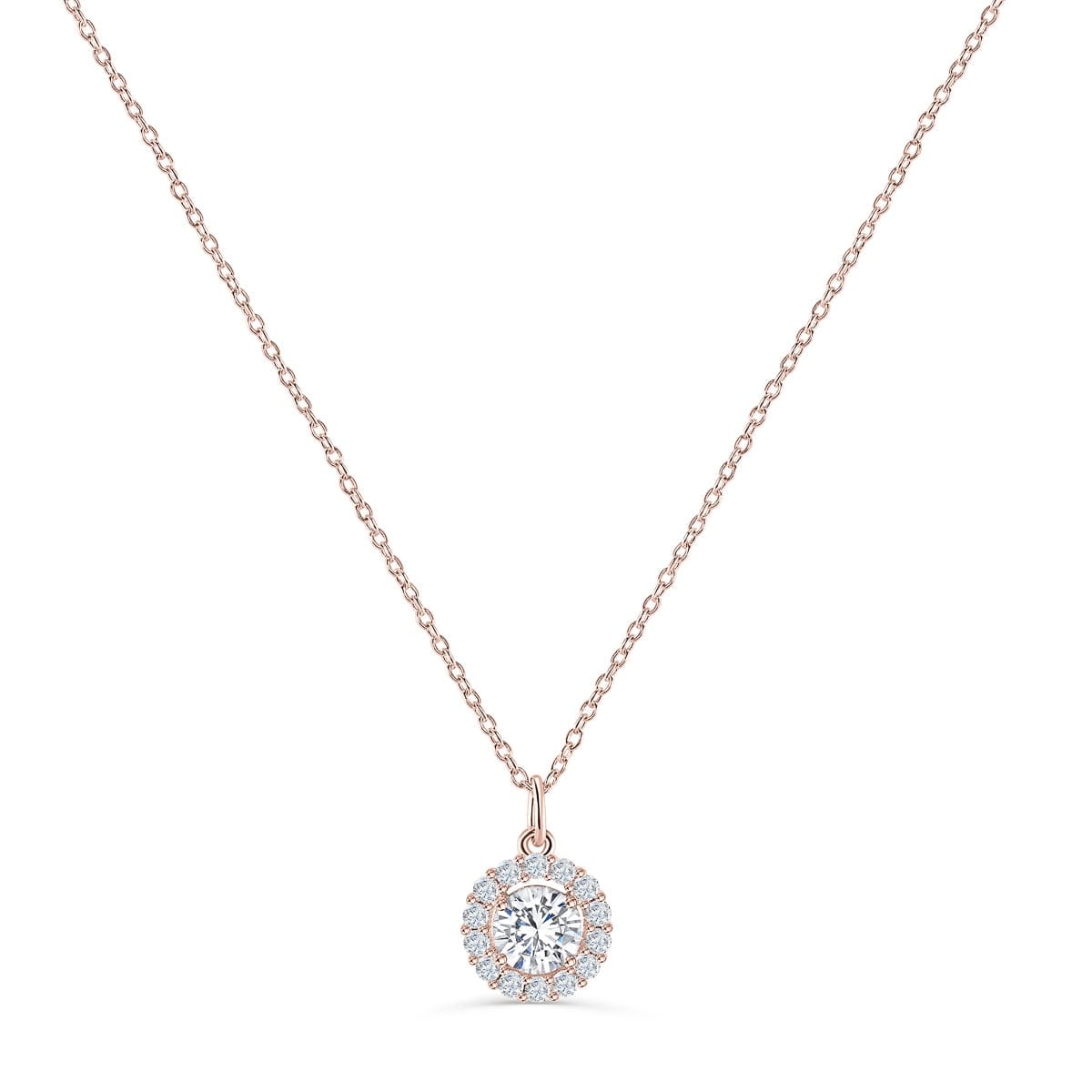 Evelyn-1.50 Carats Round Moissanite Halo Necklace