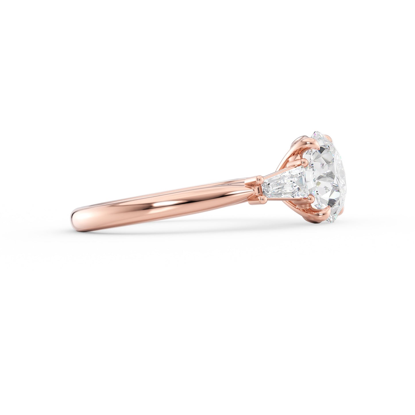 Sophia-1.70 Carats Round Moissanite Three Stone Engagement Ring