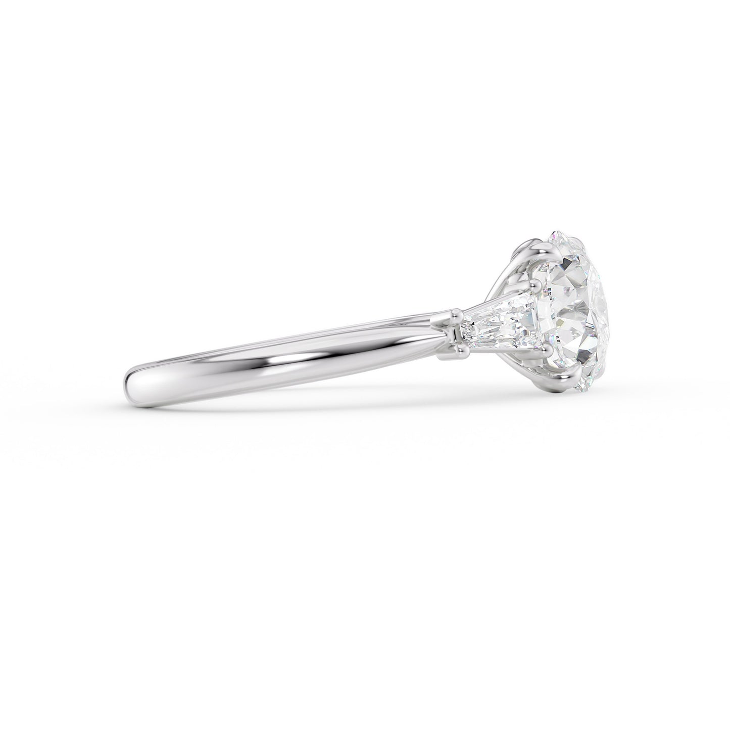 Sophia-1.70 Carats Round Moissanite Three Stone Engagement Ring
