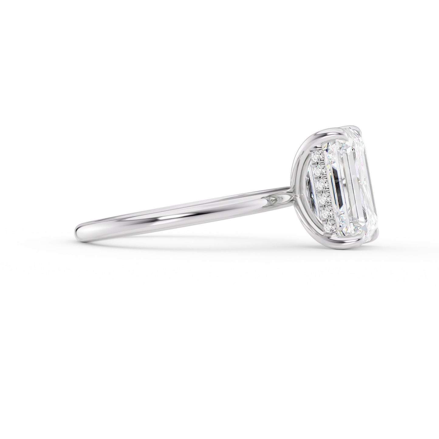 Brooke-2.20 Carats Emerald Moissanite Hidden Halo Engagement Ring