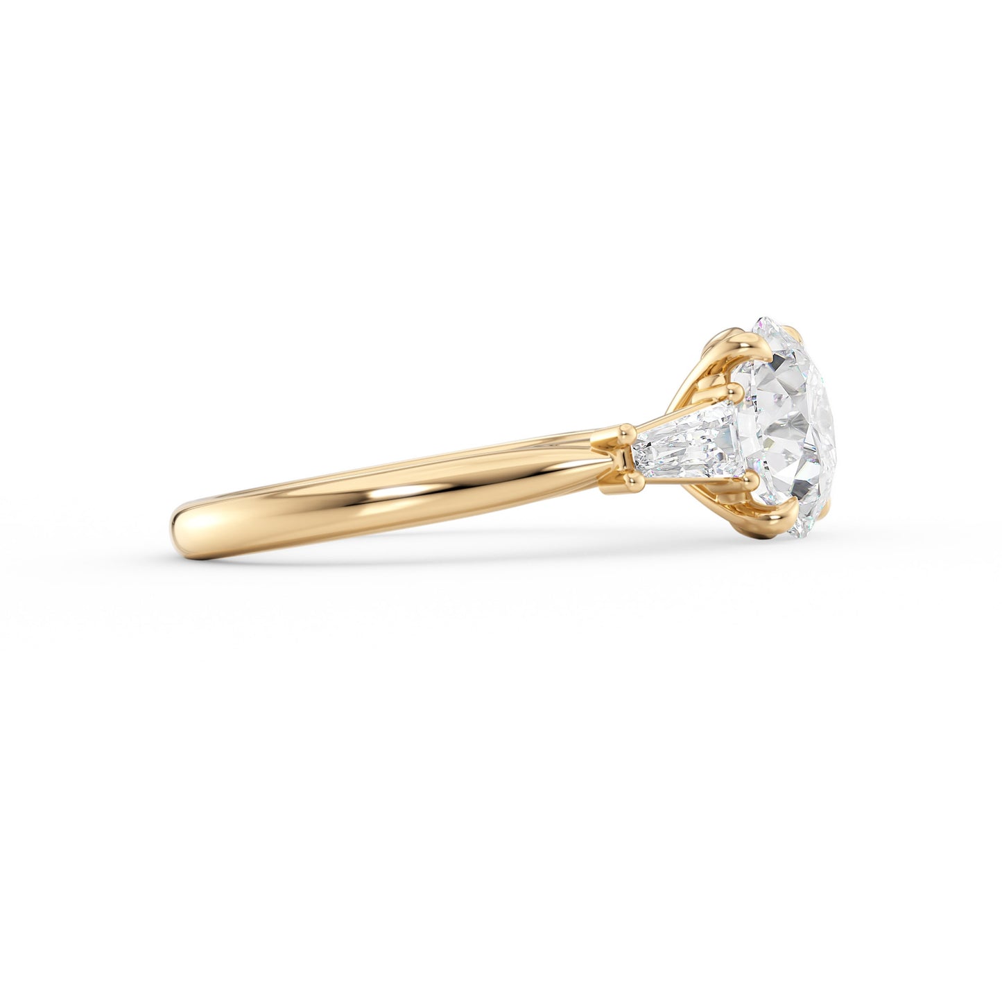 Sophia-1.70 Carats Round Moissanite Three Stone Engagement Ring