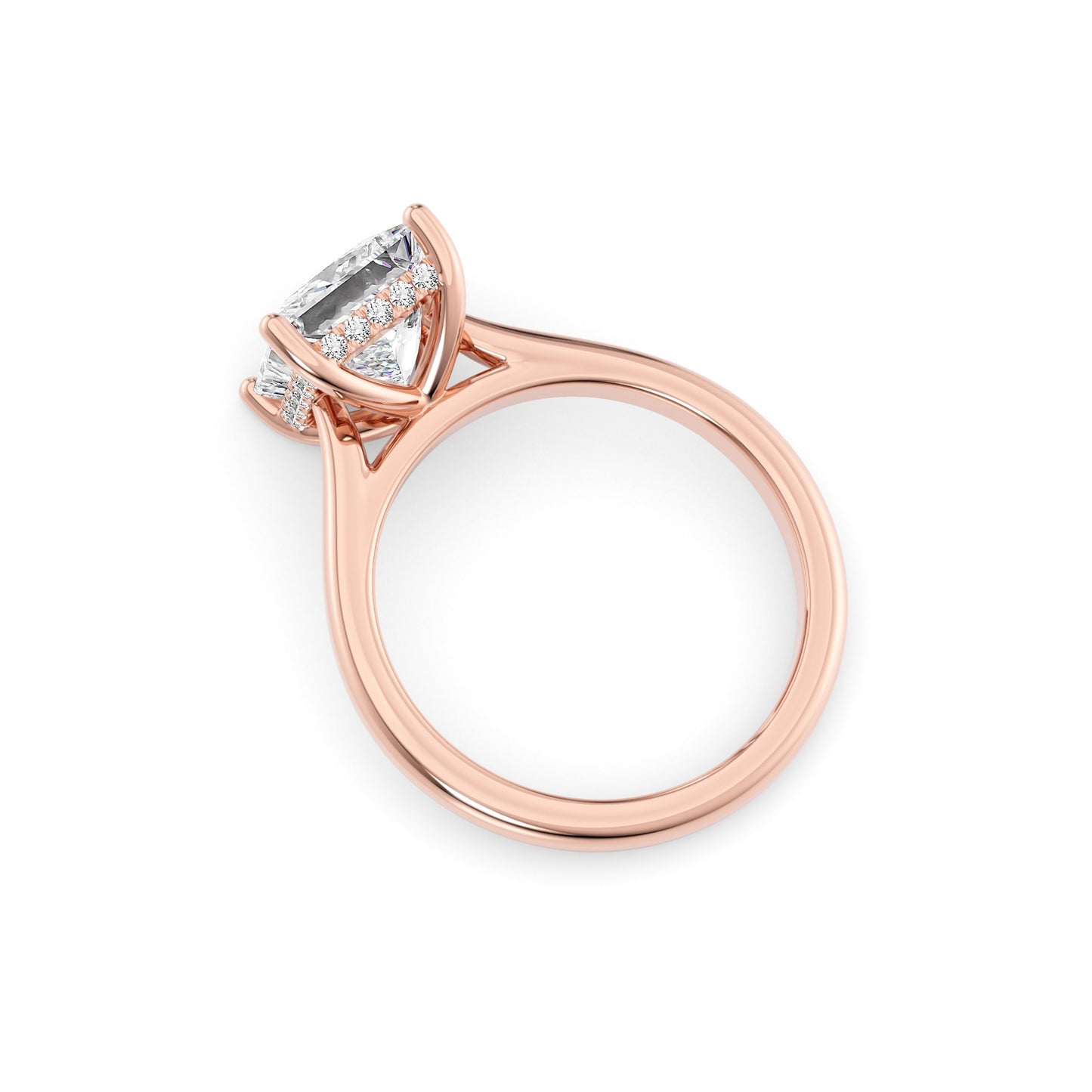 Elizabeth-1.0 Carats Princess Moissanite Hidden Halo Engagement Ring