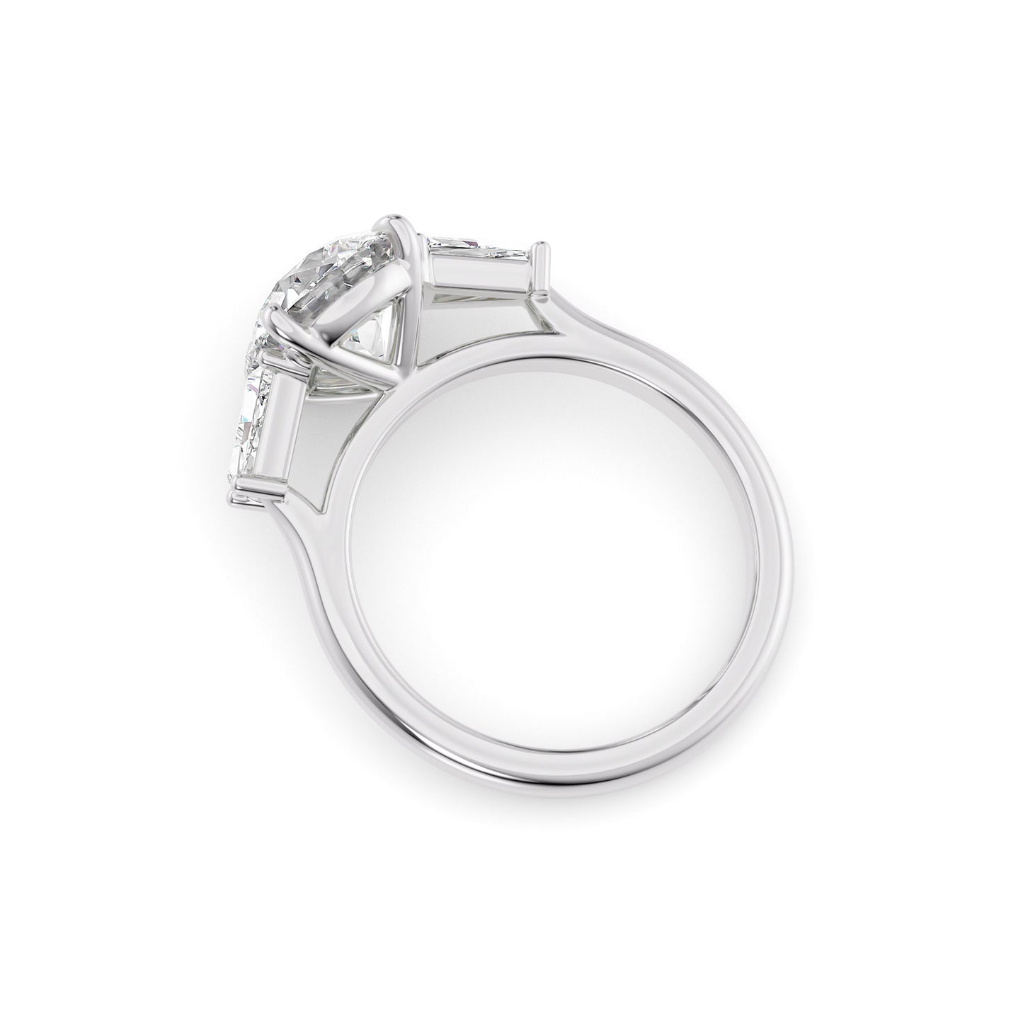Sophia-1.70 Carats Round Moissanite Three Stone Engagement Ring