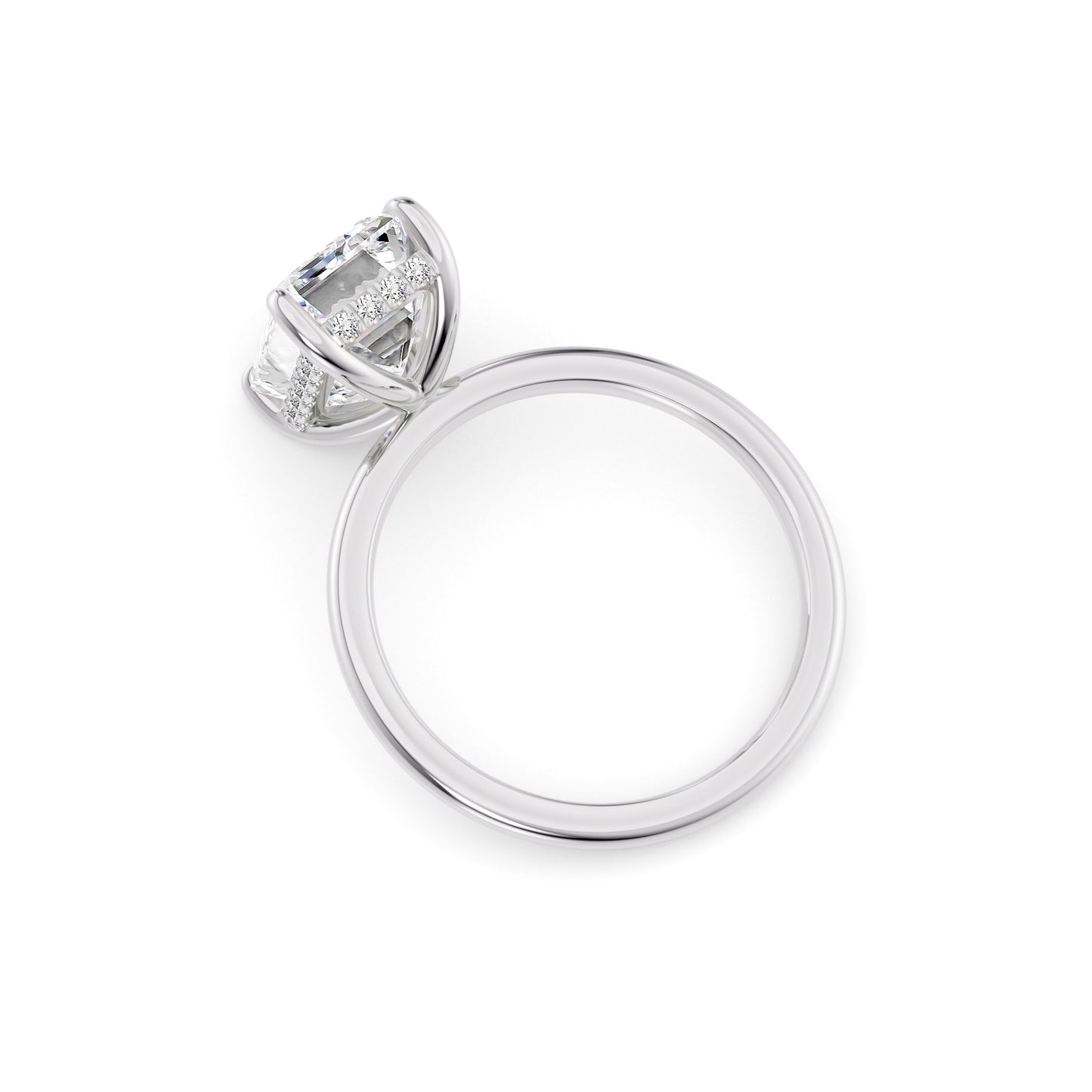 Brooke-2.20 Carats Emerald Moissanite Hidden Halo Engagement Ring