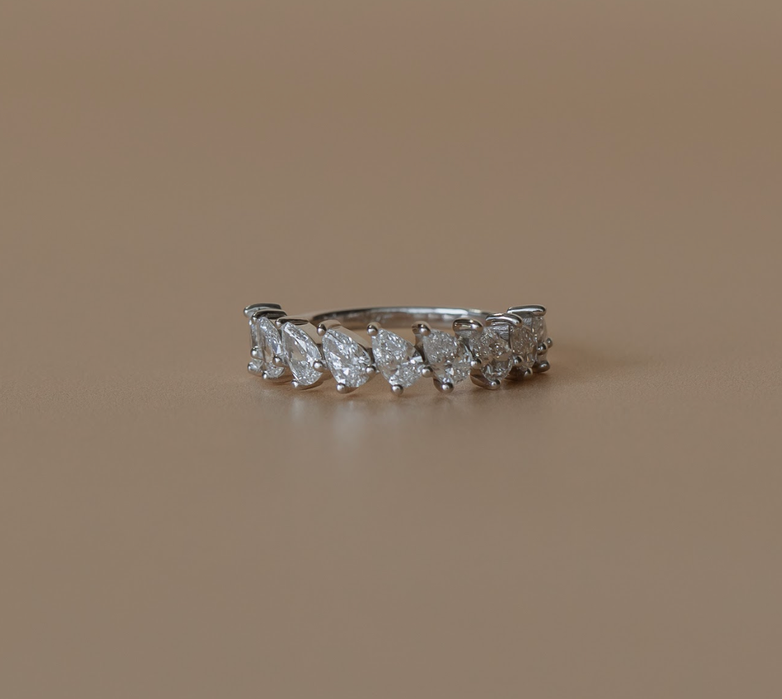 Charlotte-0.80 TCW Pear Moissanite Half Eternity Wedding Band