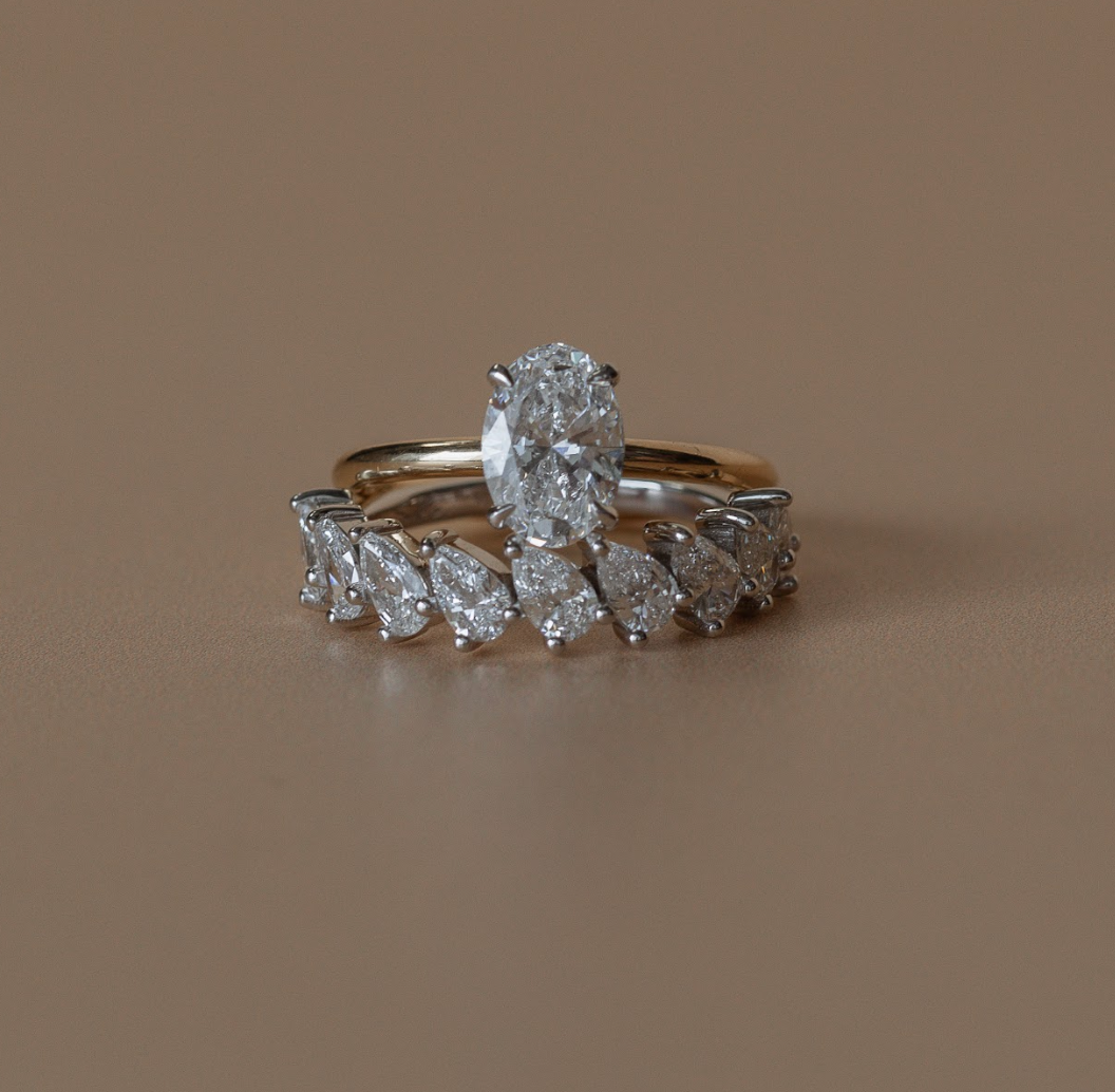 Charlotte-0.80 TCW Pear Moissanite Half Eternity Wedding Band