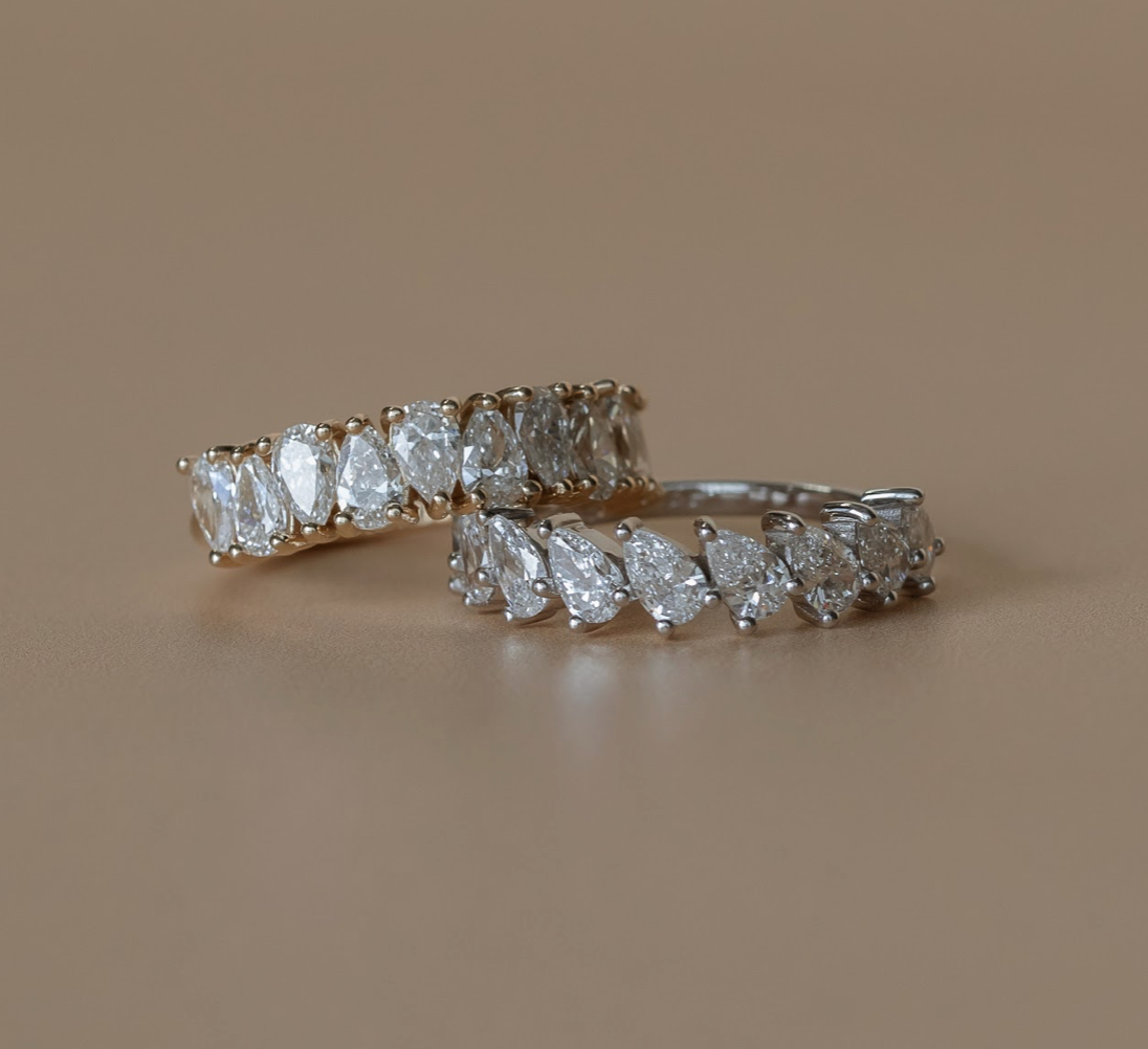 Charlotte-0.80 TCW Pear Moissanite Half Eternity Wedding Band