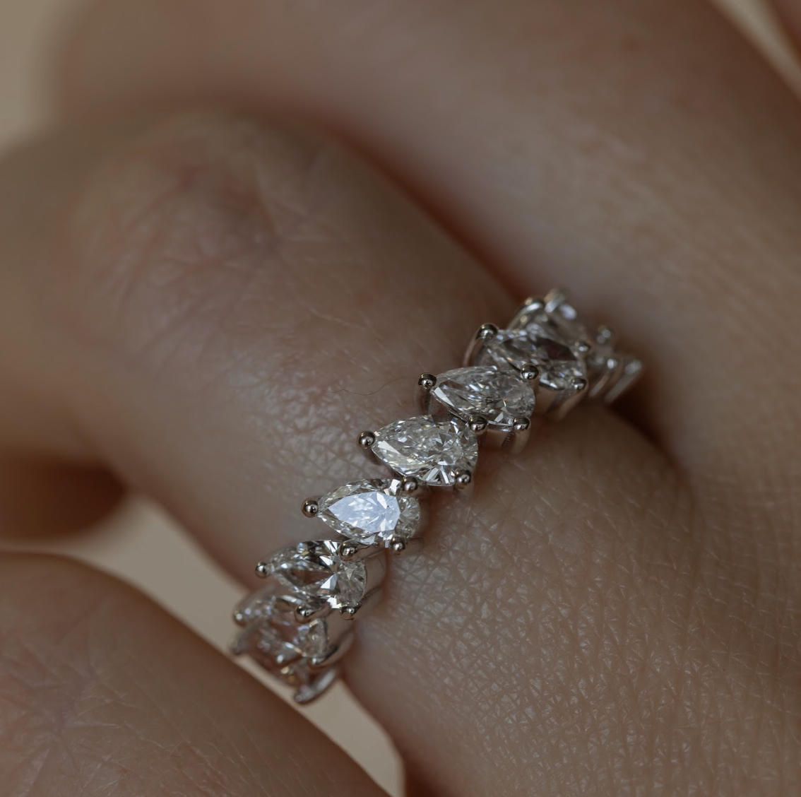 Charlotte-0.80 TCW Pear Moissanite Half Eternity Wedding Band