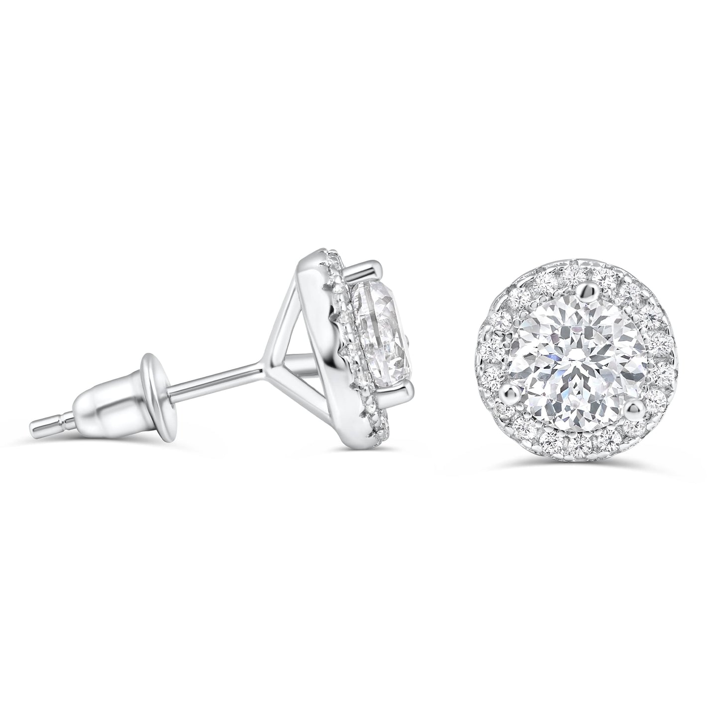 Scarlett- 1.5 CT Round Moissanite Halo Stud Earrings