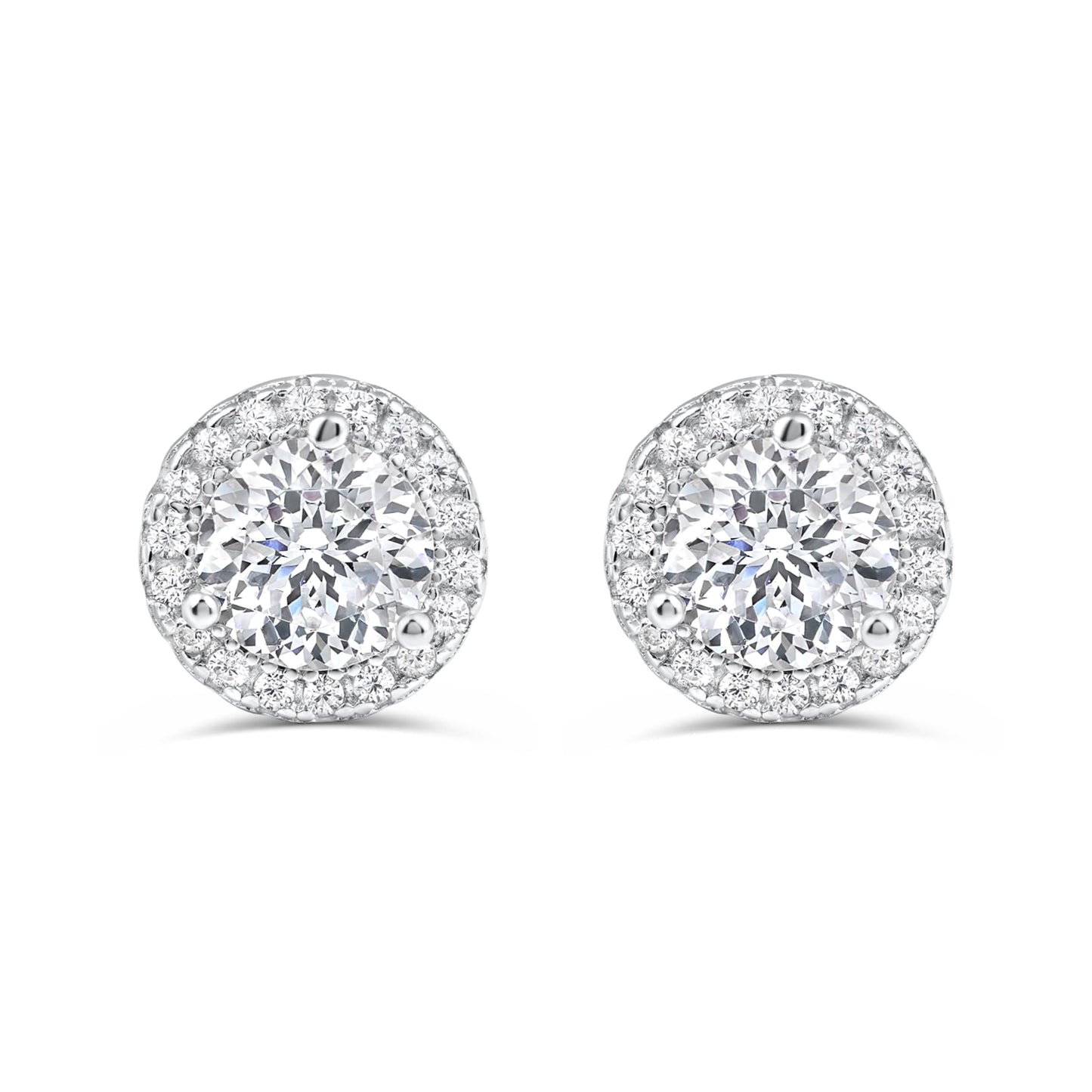 Scarlett- 1.5 CT Round Moissanite Halo Stud Earrings