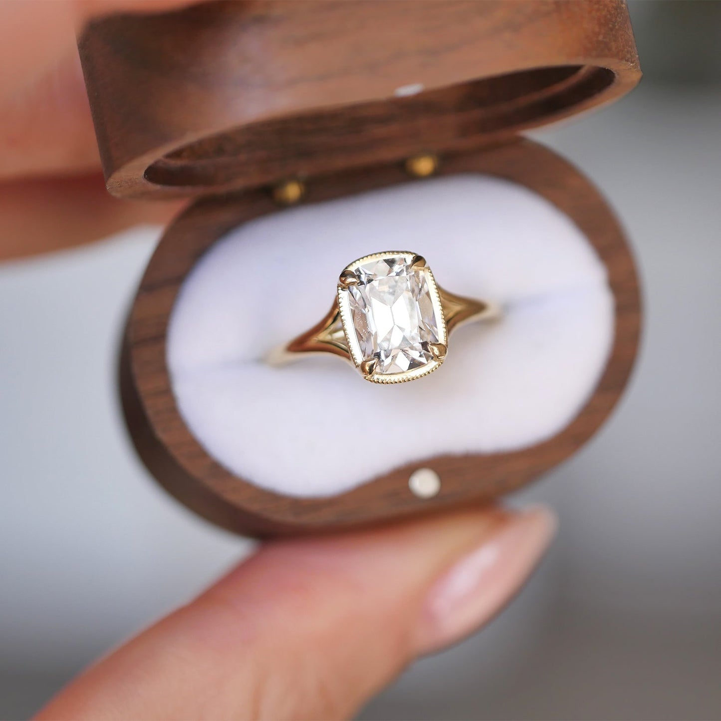 1.8 CT Cushion Shape CVD Diamond Split Shank Setting Engagement Ring