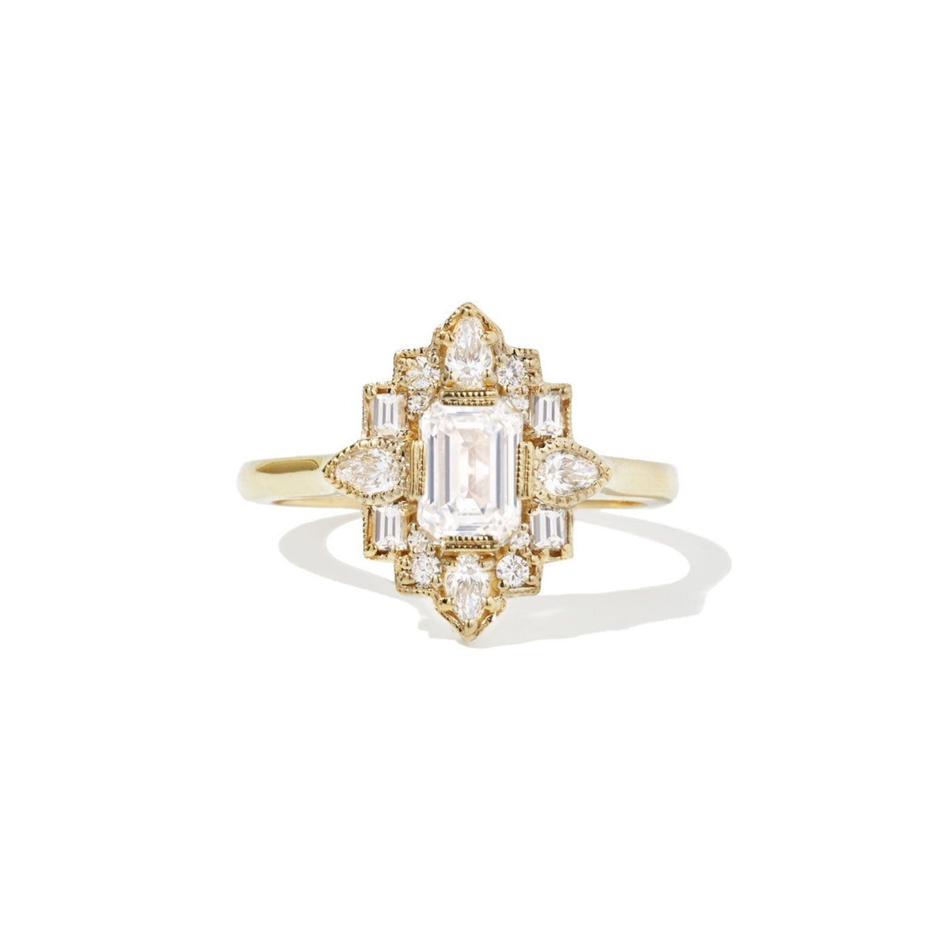 0.75 CT Emerald Shape Art Deco CVD Diamond Engagement Ring