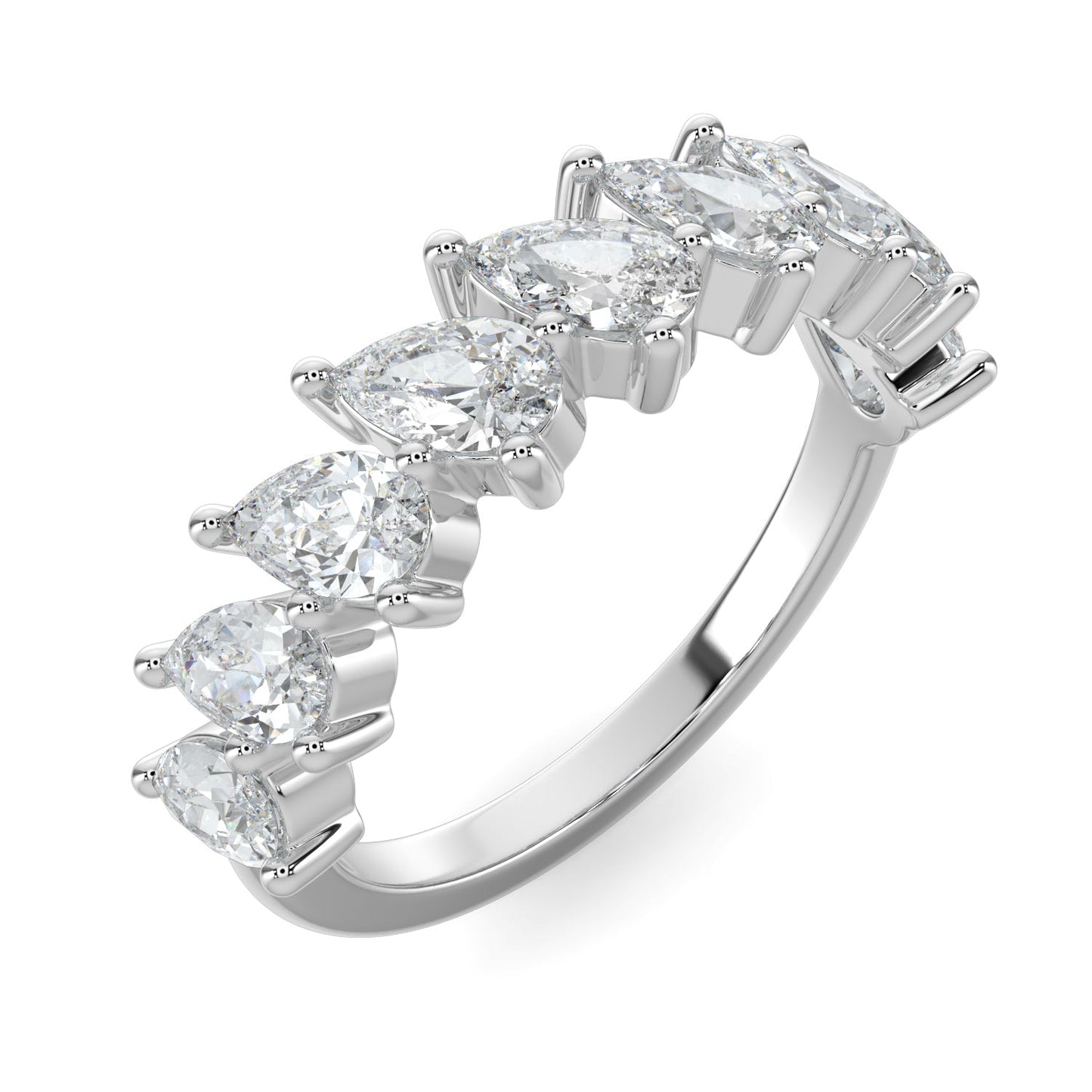 Charlotte-0.80 TCW Pear Moissanite Half Eternity Wedding Band