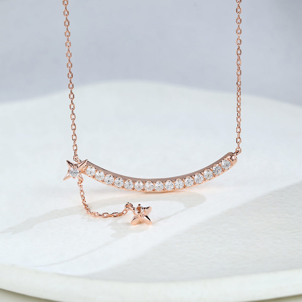 Natalie-0.25 Carats Round Moissanite Curves Necklace