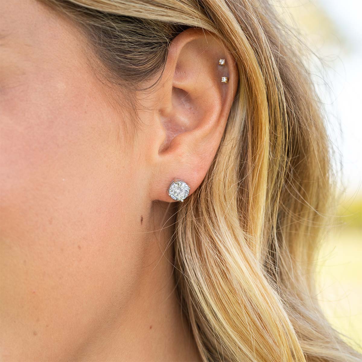 Ella- 1.25 CT Round Moissanite Solitaire Stud Earrings