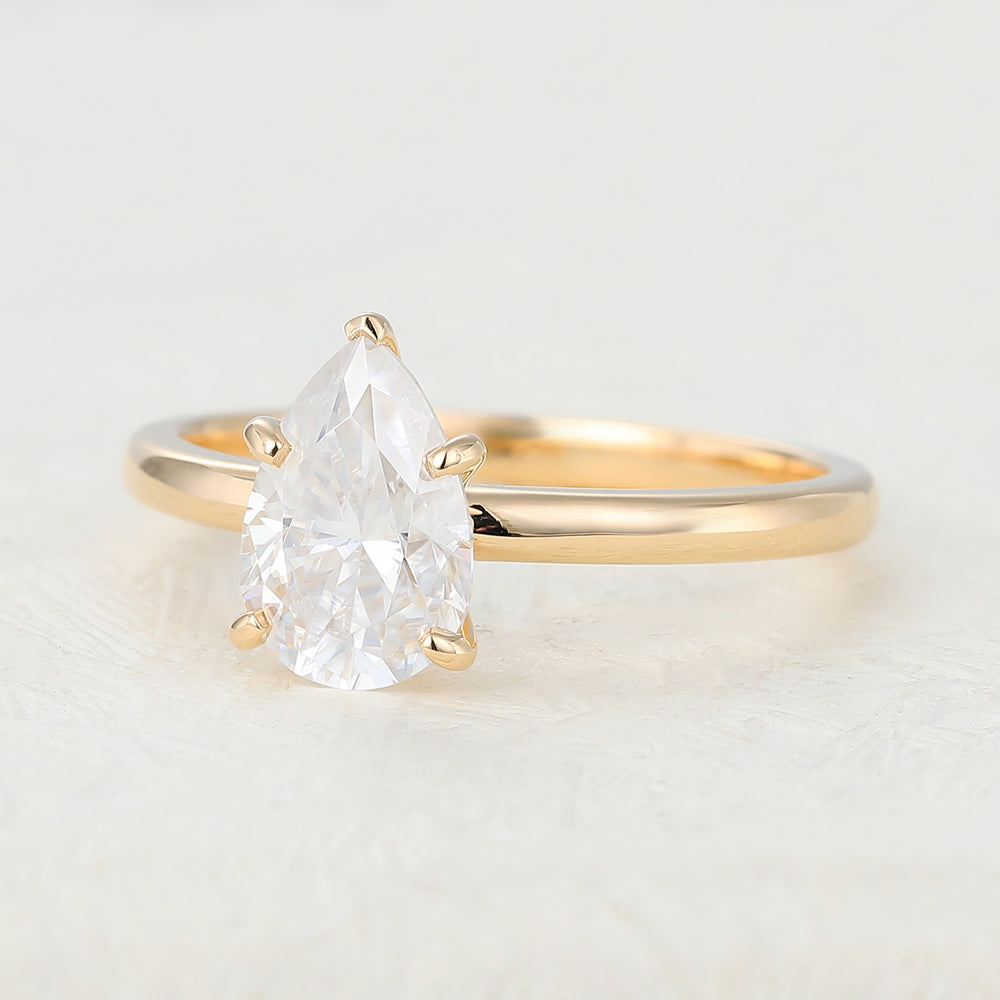 Sierra-1.5 Carats Pear Moissanite Solitaire Engagement Ring
