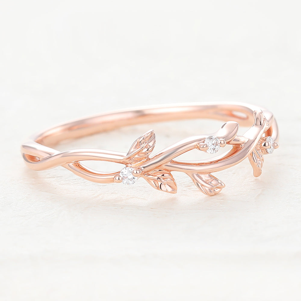 Roman-0.042 TCW Round Moissanite Twig Wedding Band
