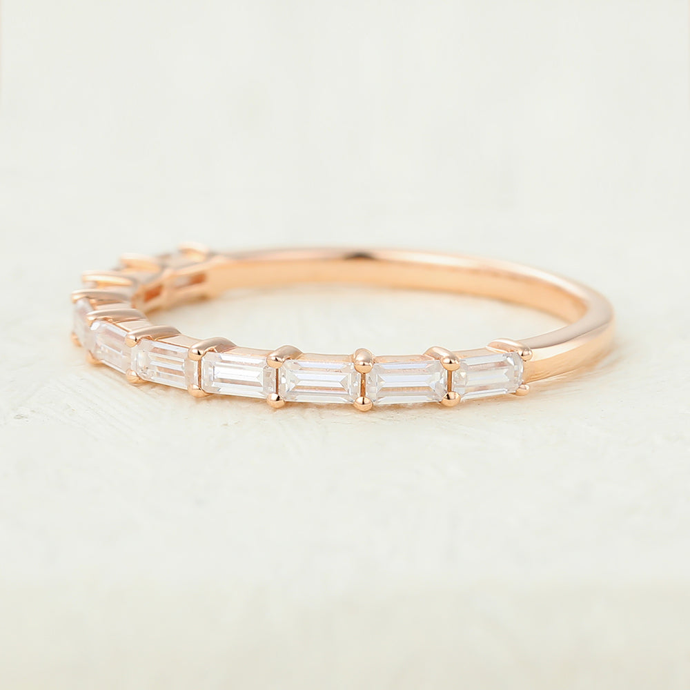 Tyler-0.6 TCW Baguette Moissanite Half Eternity Wedding Band