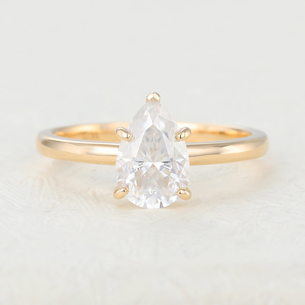 Sierra-1.5 Carats Pear Moissanite Solitaire Engagement Ring