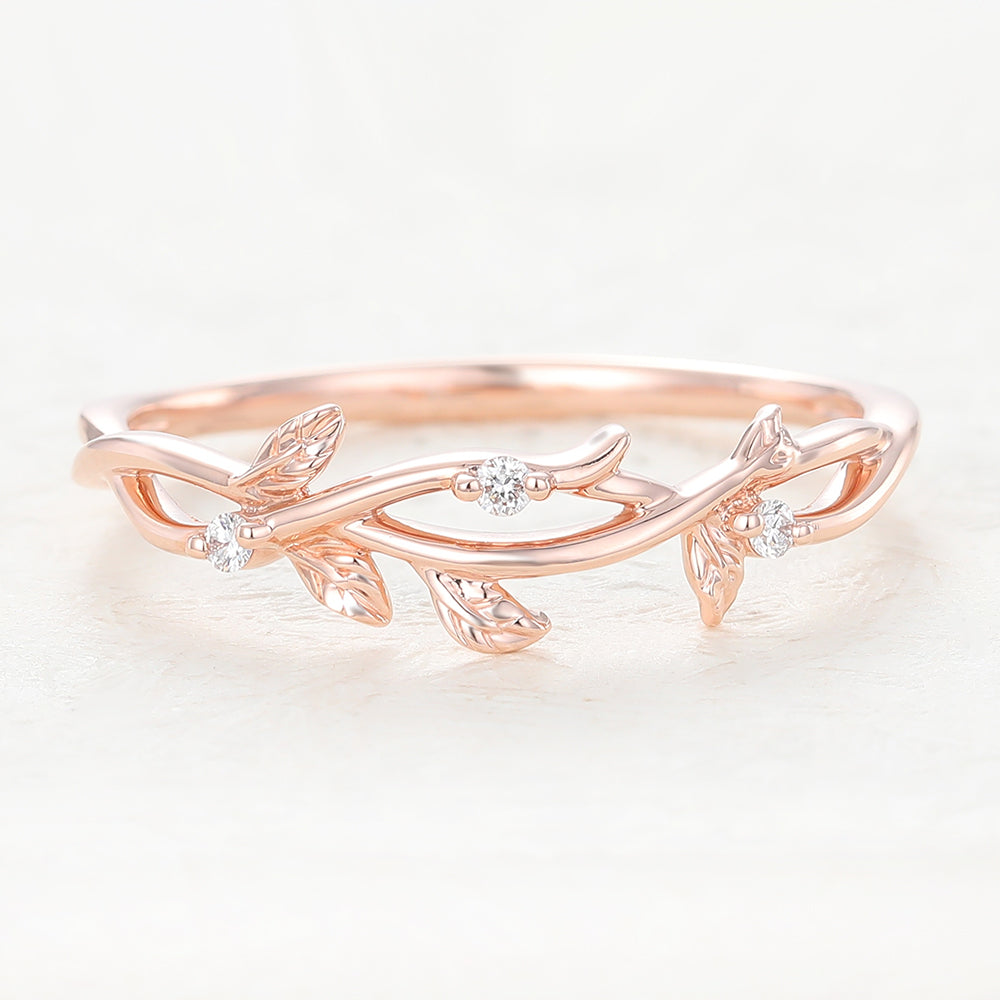 Roman-0.042 TCW Round Moissanite Twig Wedding Band
