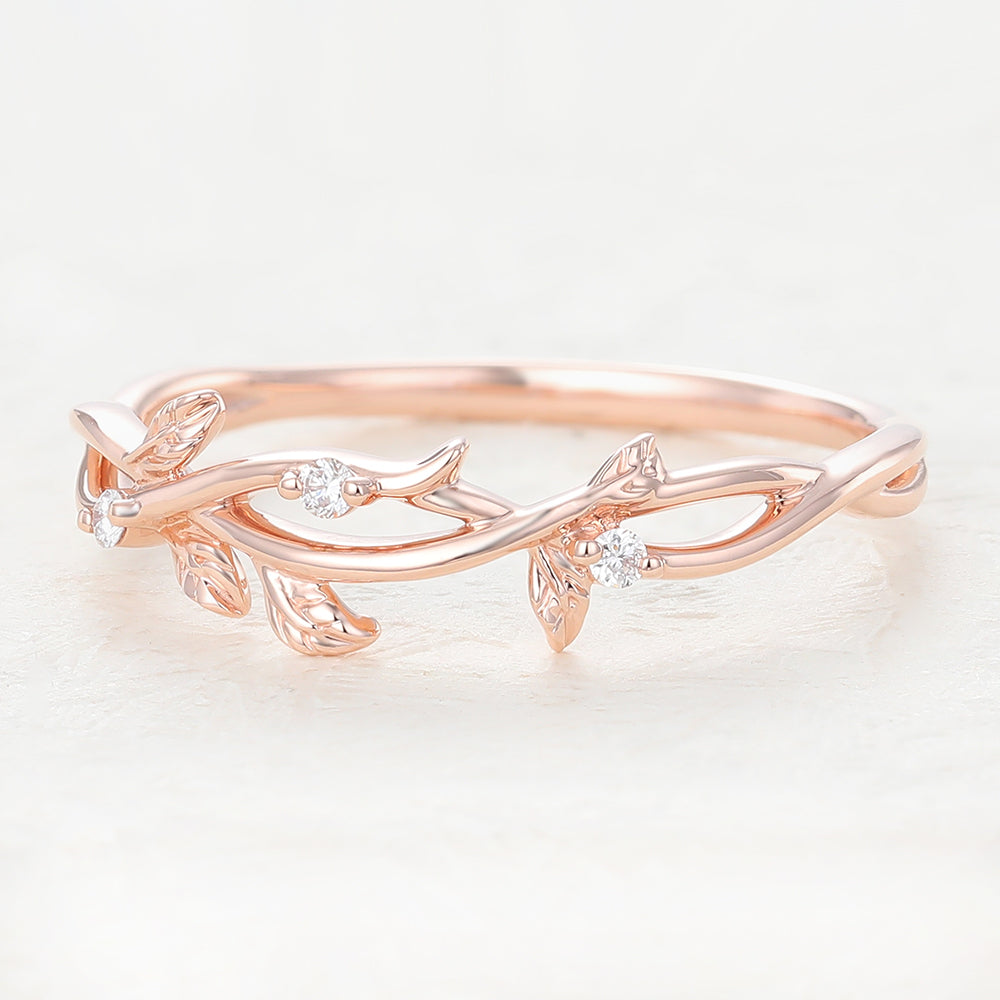 Roman-0.042 TCW Round Moissanite Twig Wedding Band