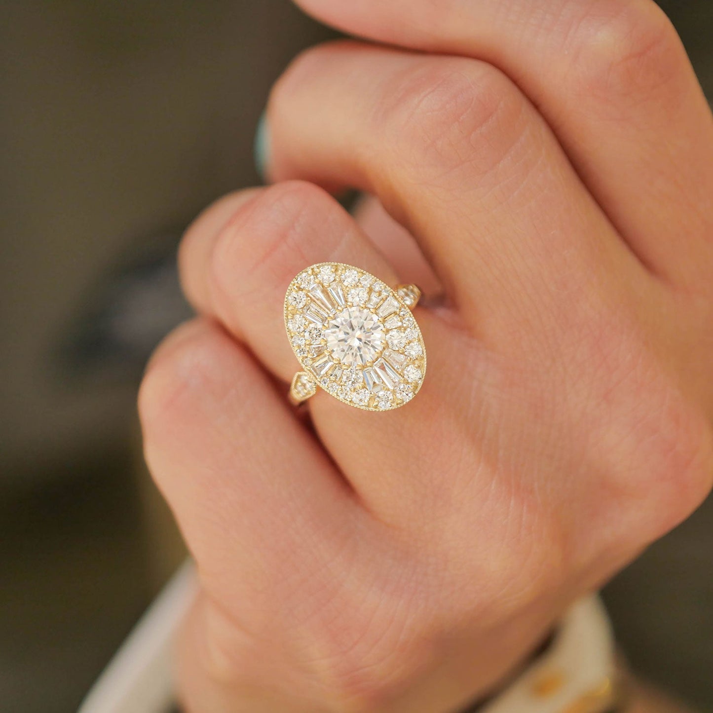 1.0 CT Round Shape Ballerina CVD Diamond Engagement Ring