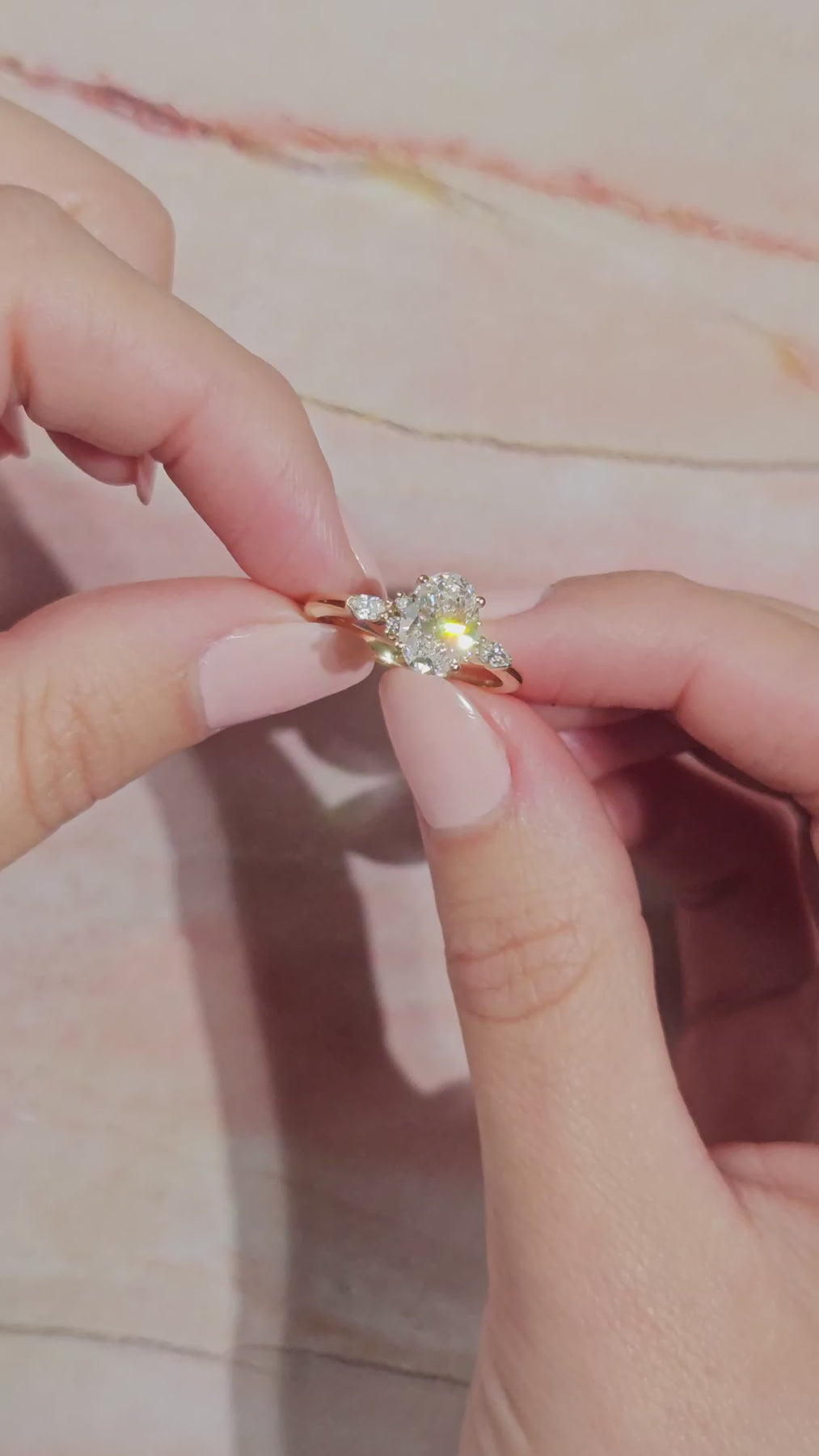 Chelsea-1.0 Carats Oval Moissanite Cluster Engagement Ring