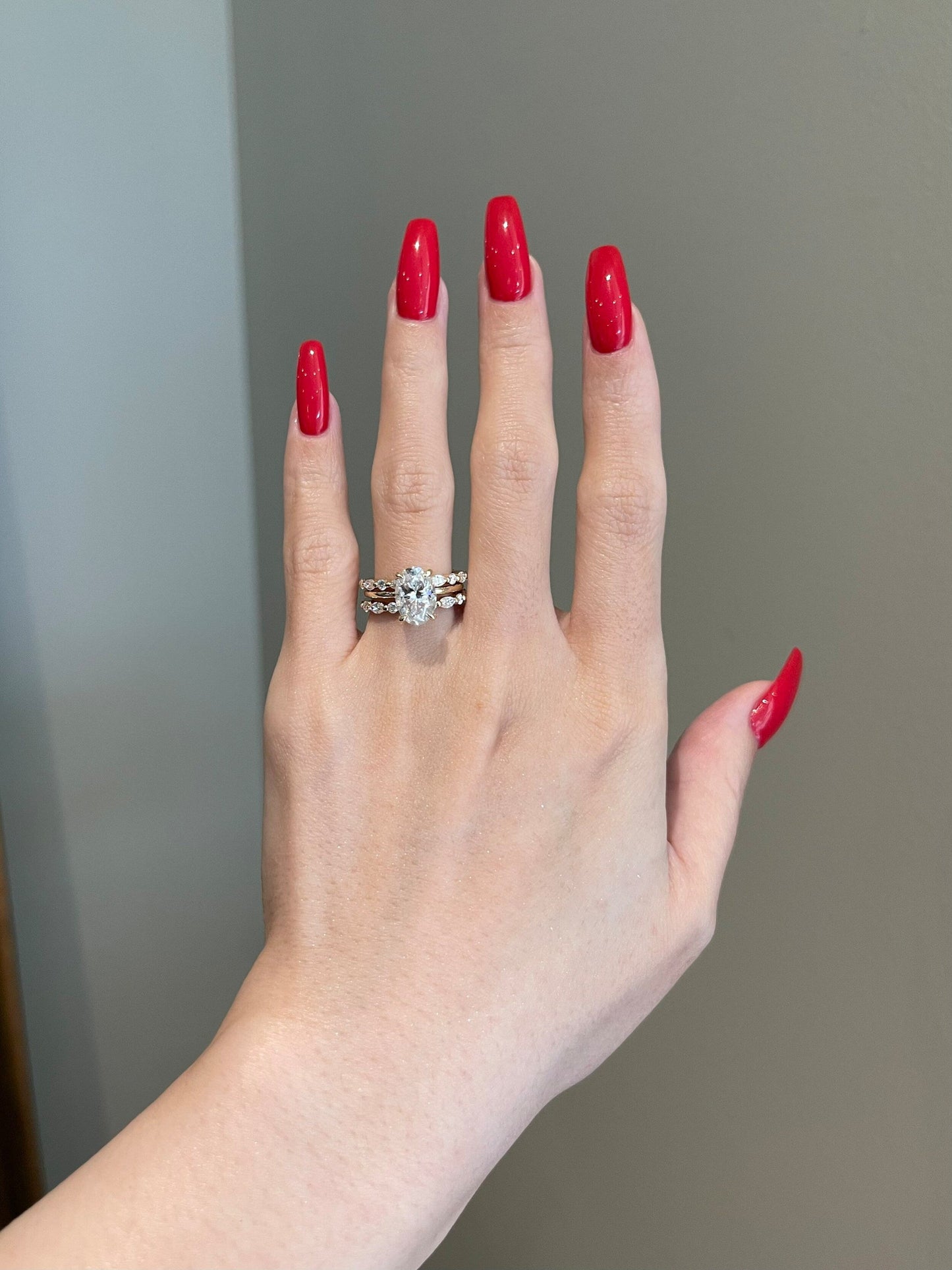 Naomi-0.25 TCW Marquise & Round Moissanite Half Eternity Wedding Band