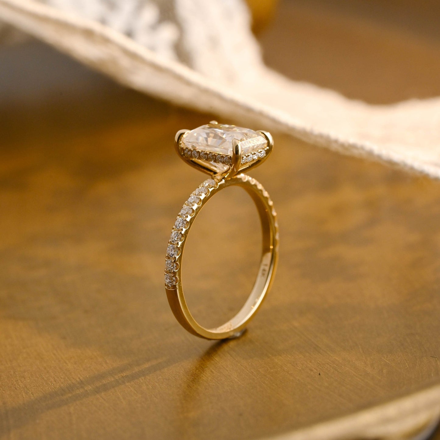 Elliot-1.5 Carats Radiant Moissanite Pave Bridal Ring Set