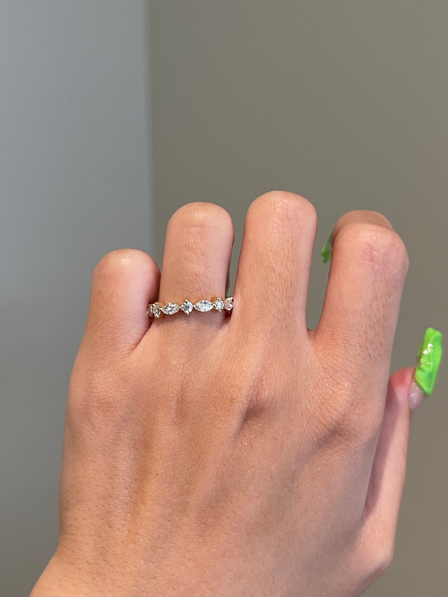 Hunter-0.30 TCW Marquise & Round Moissanite Full Eternity Wedding Band