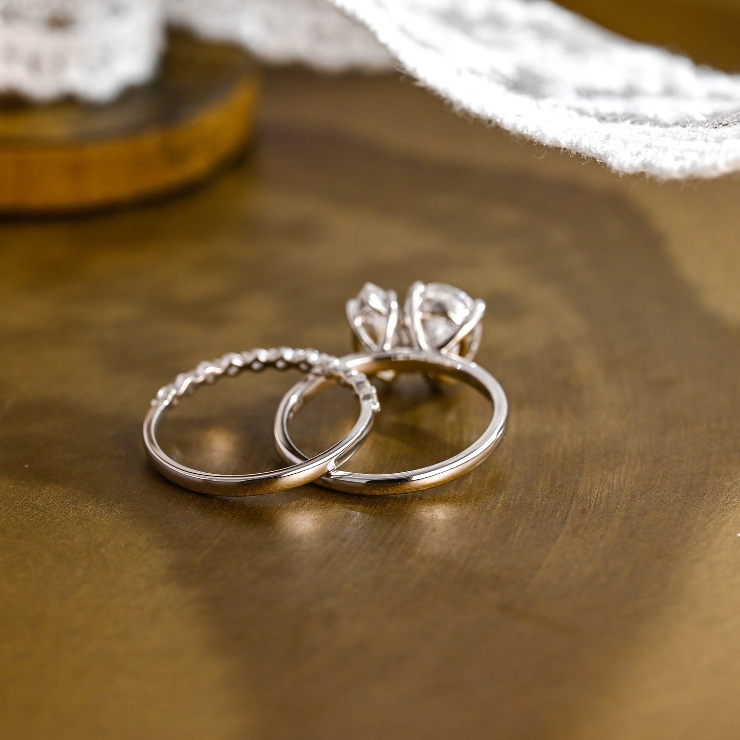 Maeve-4.5 Carats Pear & Marquise Moissanite Two Stone Style Bridal Ring Set