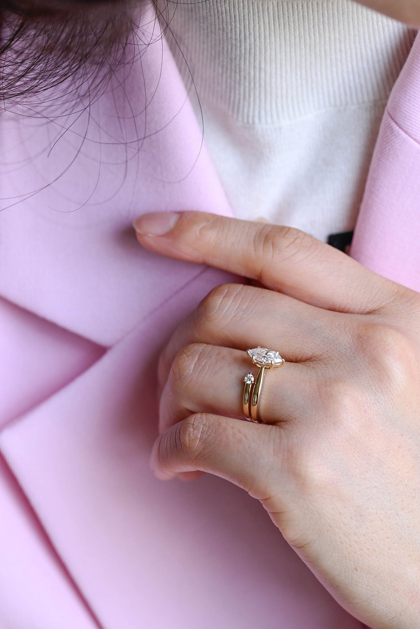 Rhys-0.8 Carats Marquise Moissanite Solitaire Bridal Ring Set